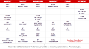 Downtown Fitness Center Canal Place Schedule