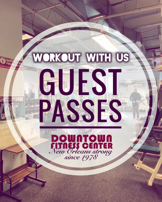 In town for #MardiGras? 🎭🎭🎭 Don’t slack on your gains 💪 workout with us at Downtown Fitness Center! 

A workout is also a great detox in the event you overindulge! 😉

BONUS: Convention attendees score 1/2 off rates. 

Learn more about VISITOR PASSES on our website and swing by either of our New Orleans gyms to get your workout on!